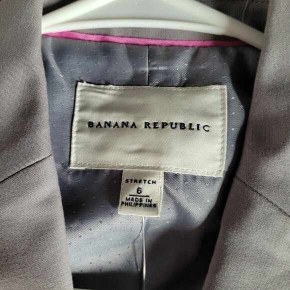 Banana Republic Womens Blazer Size 6 Gray Stretch Two Button Preppy Office Work - Picture 2 of 11